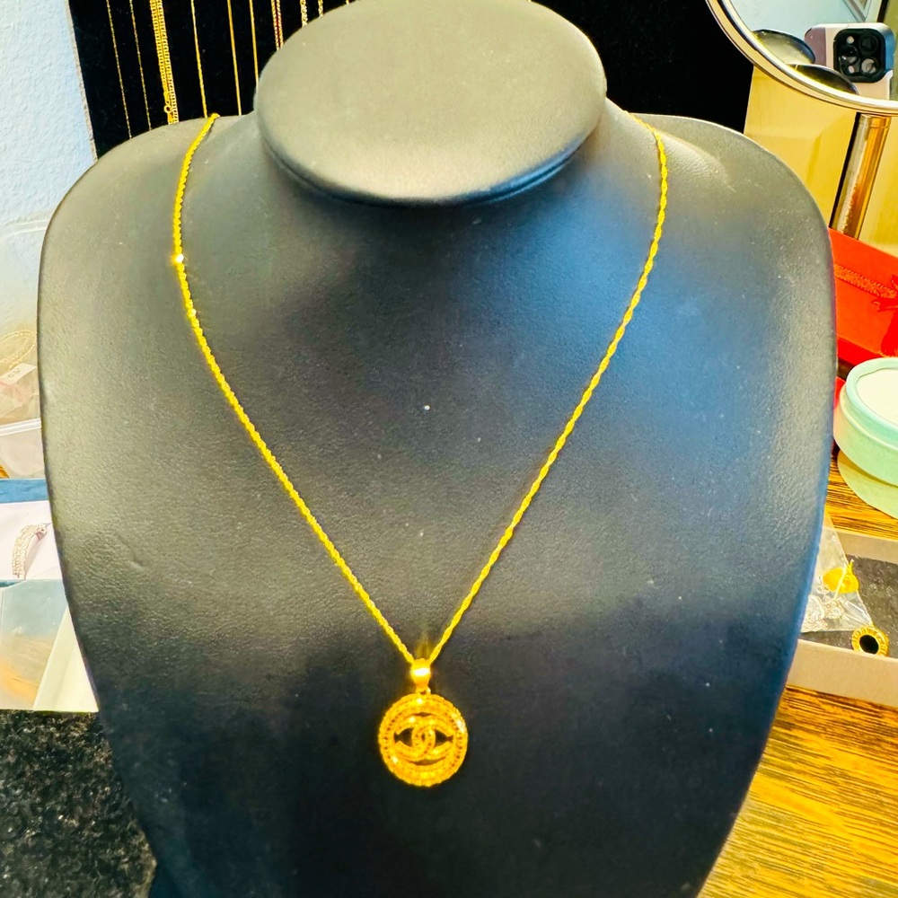 18K Saudi Gold Cute Necklace CC Real Gold